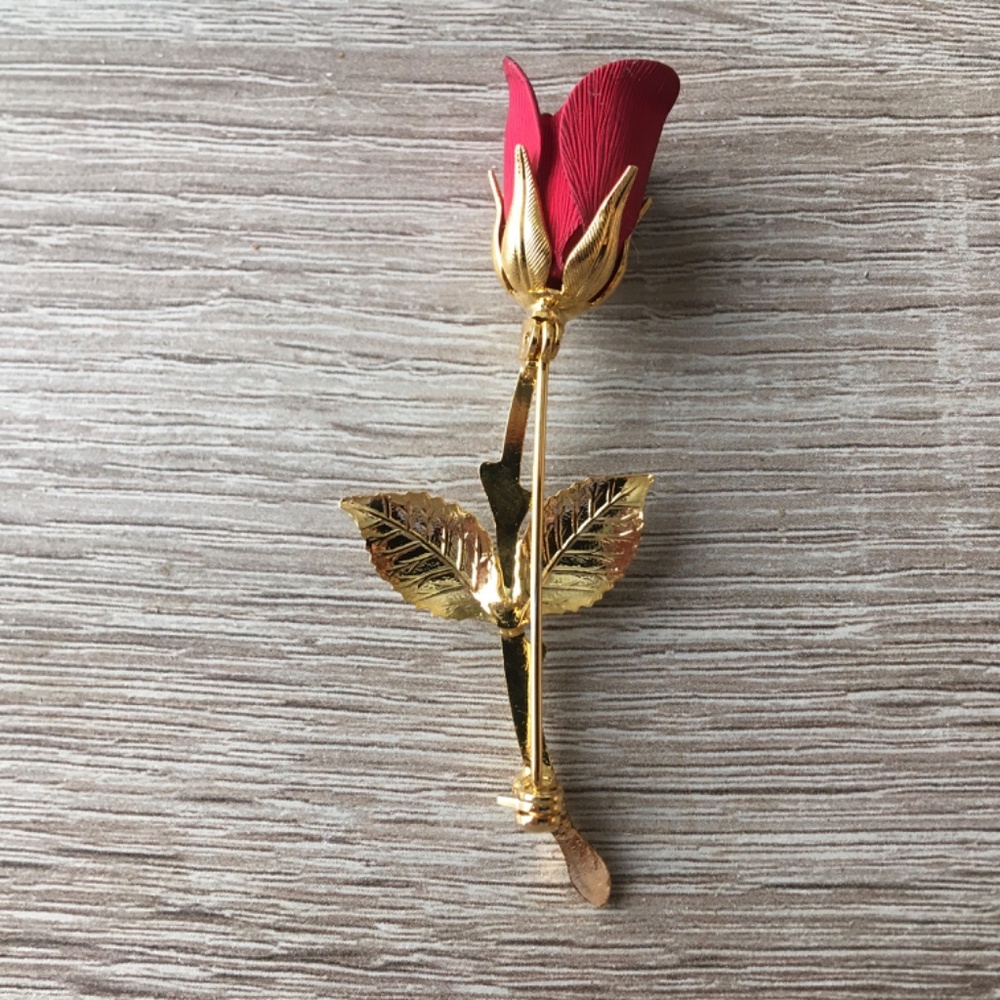 Vintage Rose brooch cubic zirconia - Picture 5 of 6